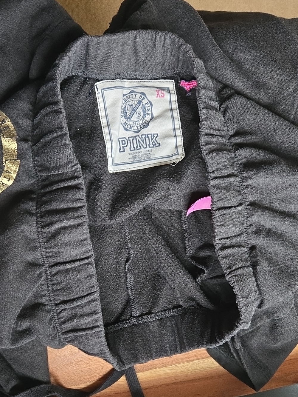 PINK Victoria's Secret Black  Boyfriend Sweatpants VARSITY XS
